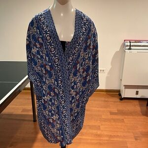 Max Studio Navy Floral Swim Cover-Up